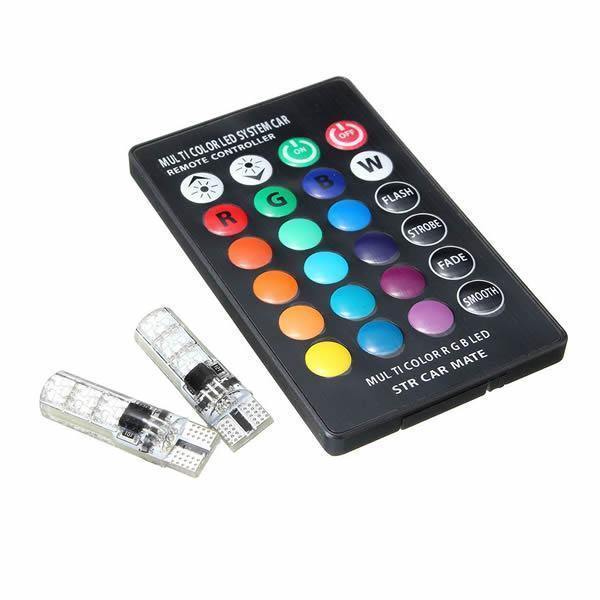 Set 2 becuri RGB auto cu telecomanda - Tenq.ro