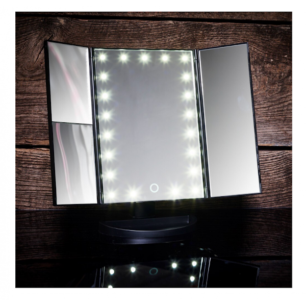 Oglinda cosmetica LED extensibila, buton tactil