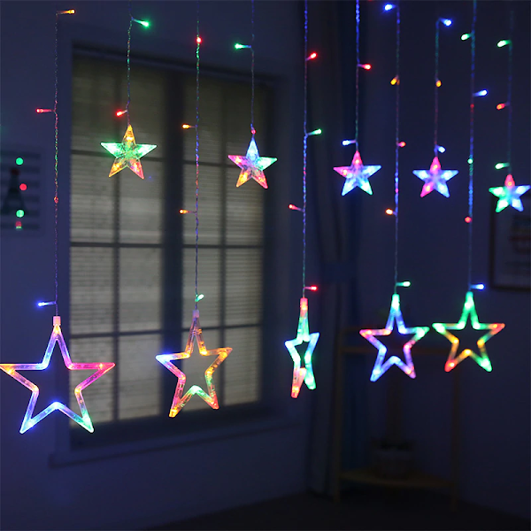 Instalatie Craciun - perdea luminoasa ploaie 12 stele