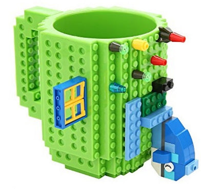Cana customizabila cu piese lego, pentru copii, 350 ml, plastic