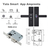 Yală incuietoare inteligenta, control și monitorizare prin aplicație Tuya, Wifi, Cititor amprentă, Panou Touch iluminat, Alarmă, Sonerie, NFC, Card magnetic, Parolă